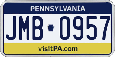 PA license plate JMB0957