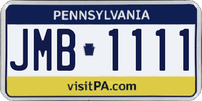 PA license plate JMB1111