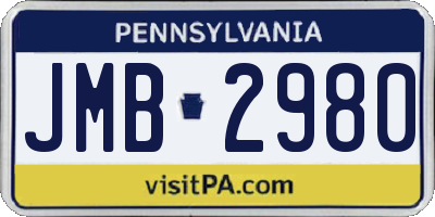 PA license plate JMB2980