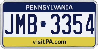 PA license plate JMB3354