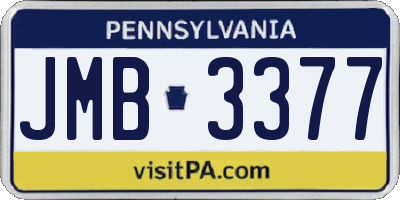 PA license plate JMB3377