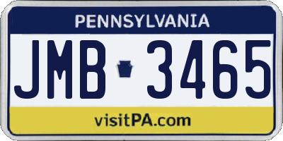 PA license plate JMB3465