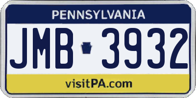 PA license plate JMB3932