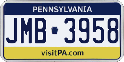 PA license plate JMB3958
