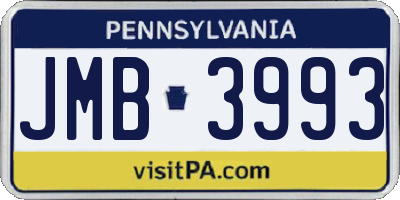 PA license plate JMB3993