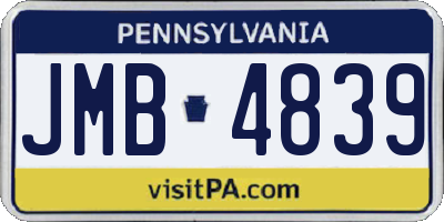 PA license plate JMB4839