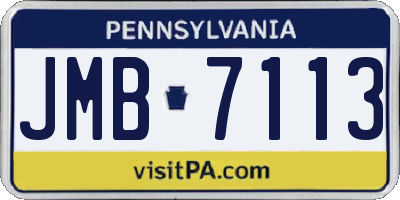 PA license plate JMB7113