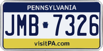 PA license plate JMB7326