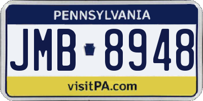 PA license plate JMB8948