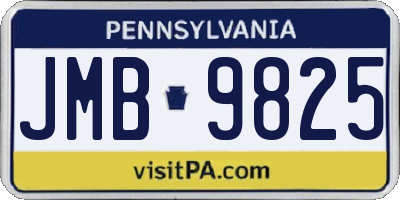 PA license plate JMB9825