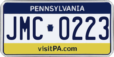 PA license plate JMC0223
