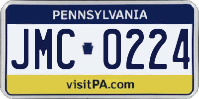PA license plate JMC0224