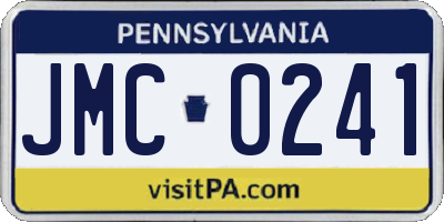 PA license plate JMC0241