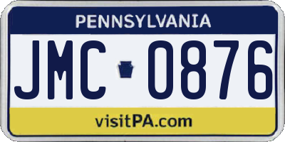 PA license plate JMC0876