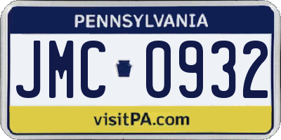 PA license plate JMC0932