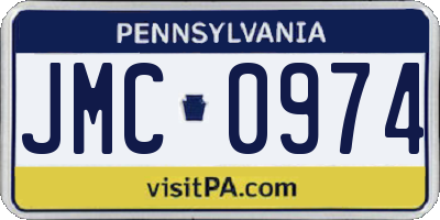 PA license plate JMC0974