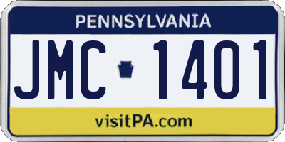 PA license plate JMC1401