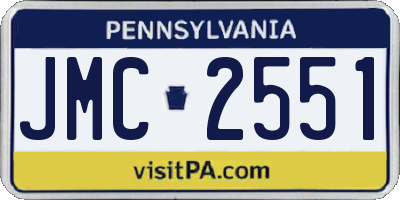 PA license plate JMC2551