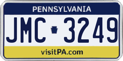 PA license plate JMC3249