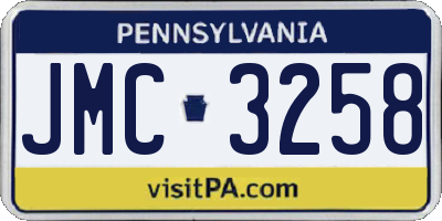 PA license plate JMC3258