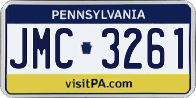 PA license plate JMC3261