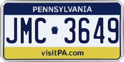 PA license plate JMC3649
