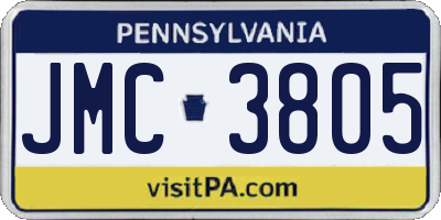 PA license plate JMC3805