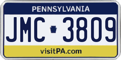 PA license plate JMC3809