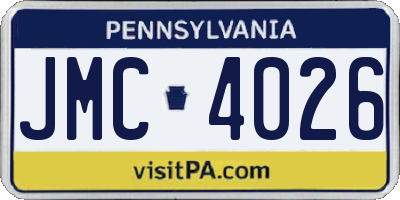 PA license plate JMC4026