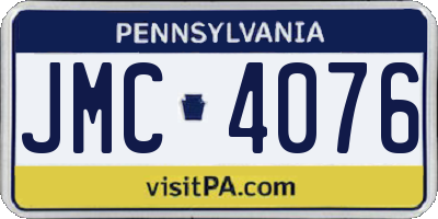 PA license plate JMC4076