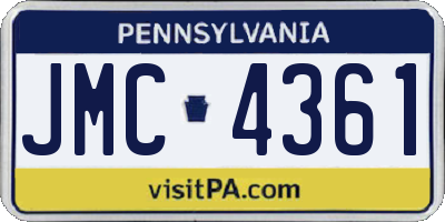 PA license plate JMC4361