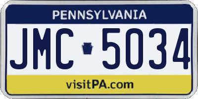 PA license plate JMC5034