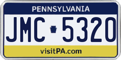 PA license plate JMC5320
