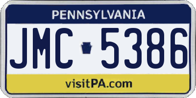 PA license plate JMC5386