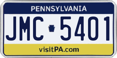 PA license plate JMC5401