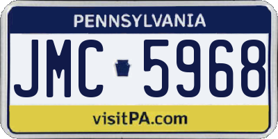 PA license plate JMC5968