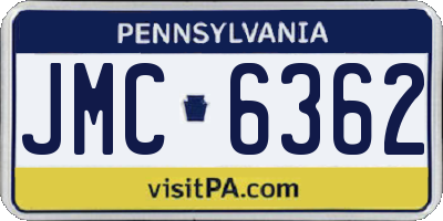 PA license plate JMC6362