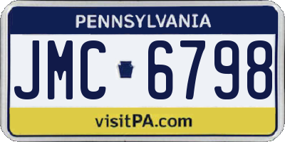 PA license plate JMC6798