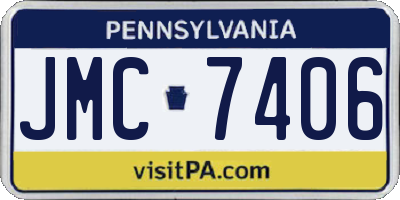 PA license plate JMC7406