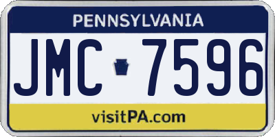 PA license plate JMC7596