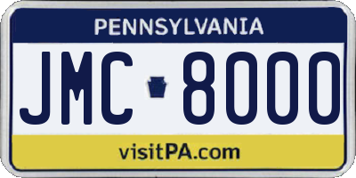 PA license plate JMC8000