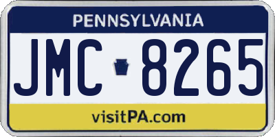 PA license plate JMC8265