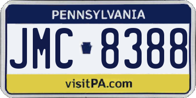 PA license plate JMC8388