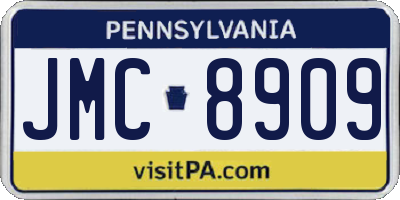 PA license plate JMC8909