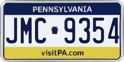 PA license plate JMC9354
