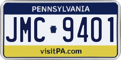 PA license plate JMC9401