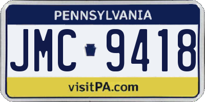 PA license plate JMC9418