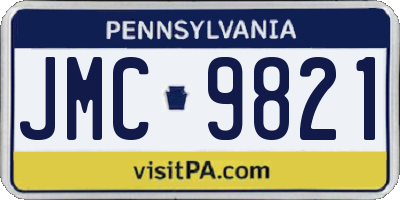 PA license plate JMC9821