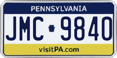 PA license plate JMC9840
