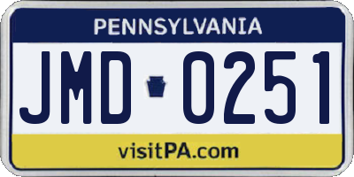 PA license plate JMD0251